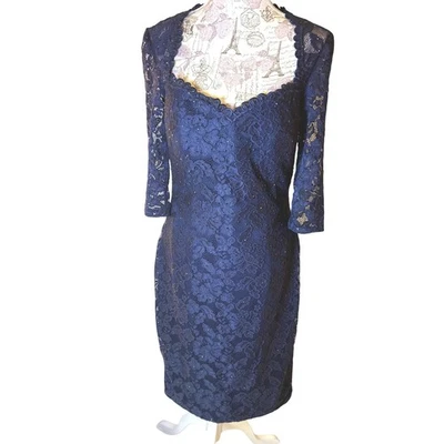 Новый с Ярлыками La Femme темно-кружевной коктейльное синее платье размер 6 Nordstrom праздник вечеринки - Изображение 1 из 4