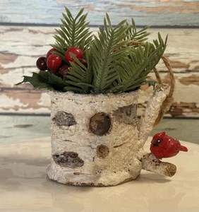 Christmas Ornament Wreath DiY Decor Red Cardinal On Tree Branch Holly Berries - Picture 1 of 8