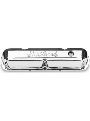 Edelbrock Valve Covers Signature Series Stock Height Steel Chrome Edelbro (4495) - Image 1 of 4