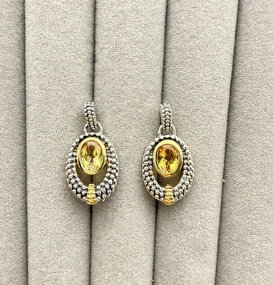 Pendientes JTV Citrino Plata de Ley Caviar Guijarro Granulado Oro 925 Vermeil Foto 1 de 4