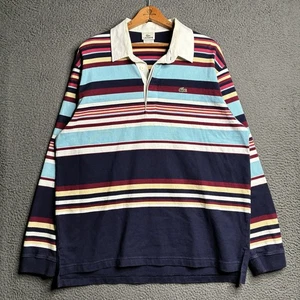 Vintage Y2K Lacoste bunt gestreift Langarm Polo Rugby Large Old Money - Bild 1 von 15