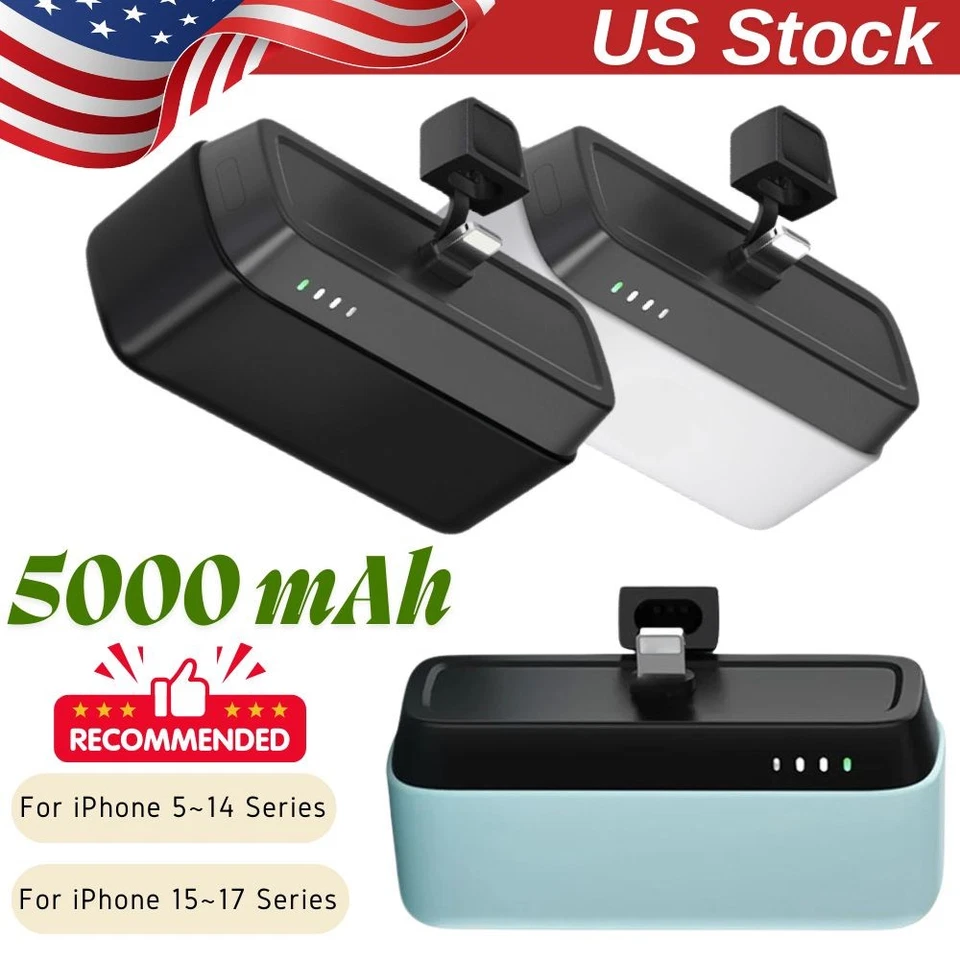 Cargador rápido portátil 5000 mAh mini banco de alimentación batería externa para iPhone tipo C Foto 1 de 4