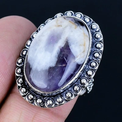 Кольцо ручной работы с шевроном аметистом серебро 925 покрытие размер США 8 - Изображение 1 из 3