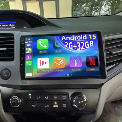 For Honda Civic 2012-2015 Android 15 Apple CarPlay Car Radio Stereo GPS Navi 32G - Image 1 of 4