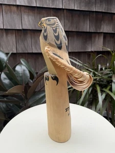 Japanische Holz Volkskunst Sasano Bori Falke Vogel Motiv 15,5” x 4” signiert - Bild 1 von 9