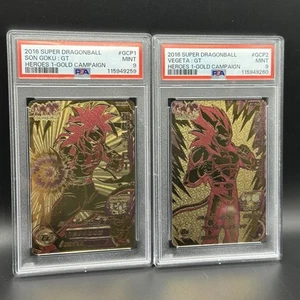 Super Dragonball Heroes - Goku & Vegeta Gold Cards - Consequive Serials - PSA 9 - Bild 1 von 5