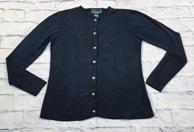 Cárdigan Lauren Ralph Lauren MUJER PS Azul Marino Hilado Seda Minimalista Preppy De Colección Foto 1 de 4