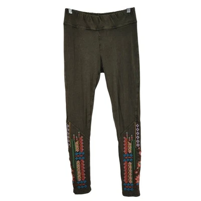 圣丹斯艺术家刺绣打底裤裤子橄榄绿色娇小 XS 几何波西米亚 — 第 1/4 张图片