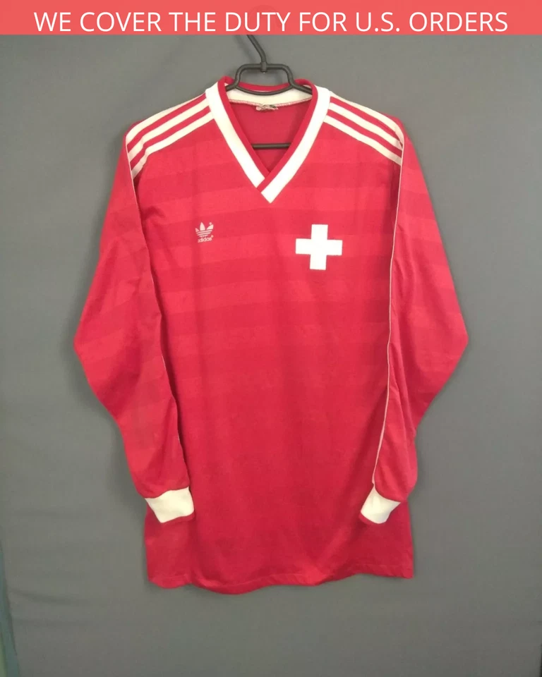 Camiseta Suiza Match Worn 1987 Camiseta Manga Larga Fútbol Adidas ig93 Foto 1 de 4
