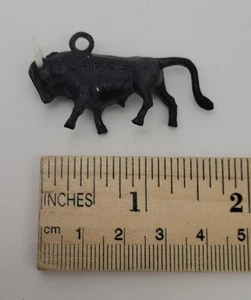 Vintage Miniature Torres Plastic Black Bull Charm - Picture 1 of 3