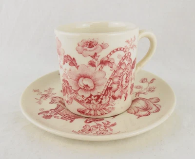 Taza de té y platillo floral rosa chino Charlotte Royal Crownford Ironstone 4,25" Foto 1 de 4