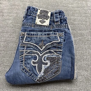 Jeans Rock Revival uomo 31 blu denim Narwell slim dritto impreziosito cuciture - Foto 1 di 15