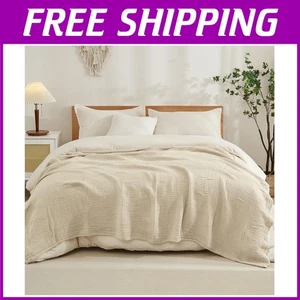 Lightweight Breathable Muslin Blanket King Size - Picture 1 of 9