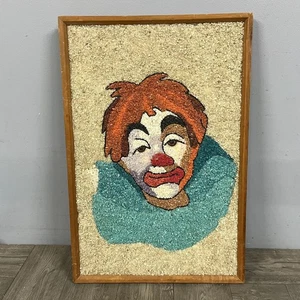 VTG Mid-Century Modern Gravel Pebble MCM Framed Art Wall Hanging Clown 18" x 12" - Picture 1 of 10