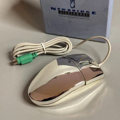 Vtg Newbridge Silverware Chrome Silver Metal Wired PS/2 Trackball Mouse TESTED - Image 1 of 4