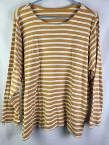 CJ Banks Shirt, Women's 2X, Yellow white stripes, Casual Boat Neck Top - Picture 1 of 6