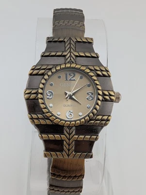 Geneva Watch Women 28mm Case Bronze Hinge Bangle Texture Band- New Battery - Image 1 of 4