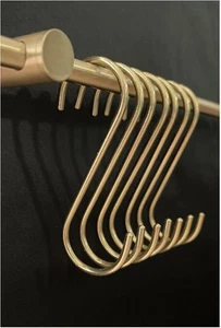Solid Copper Brass S Hooks - 7 Pack 0.14" Diameter - 7 Pack, Gold - Picture 1 of 9