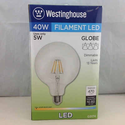 Westinghouse 03174 40W Filament LED Globe Bulb Dimmable - Image 1 of 4