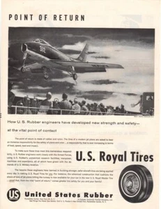 Vintage Print advertisement ad 1957 US Royal Tires NAVY Plane North American FJ4 - Picture 1 of 1
