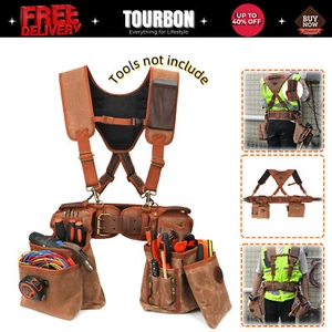 TOURBON Electrician/Carpenter/Framer Tool Storage Bag Suspender Rig Pack Beltbag - Picture 1 of 24
