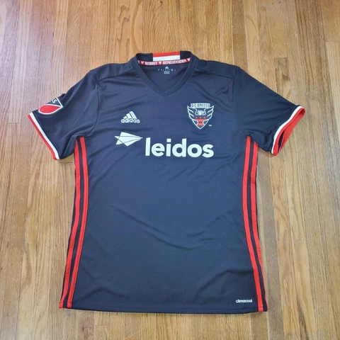 Adidas DC United Soccer Jersey Mens Sz Medium White Red Black Kit Cover