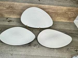 Steelite England 14.75x9.75” White Swirl Oval Ceramic Platter/Dinner Plate~3 Pc - Picture 1 of 9