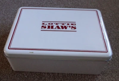 Lottie Shaw's Rectangular Tin Box with Lid Hinged Tins Box Containers 16cm x22cm - Image 1 of 4
