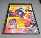2003 JUSTICE LEAGUE DVD  PRINT AD  JUSTICE ON TRIAL CARTOON DC Framed 8.5x11 