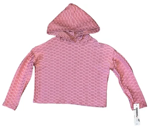 Cheryl Creations Kids girls cropped jacquard pink textured hoodie top S(4) NWT - Picture 1 of 2