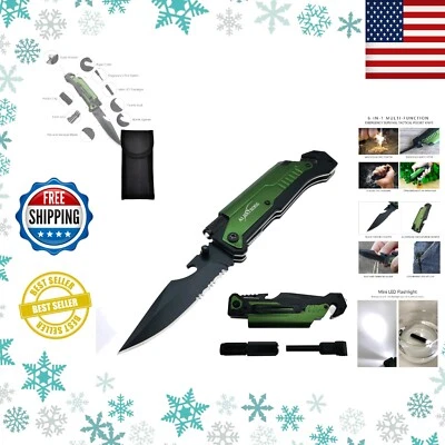 Professional 6-in-1 Tactical Folding Knife - Multi-Tool for Outdoor Emergencies - Image 1 of 4