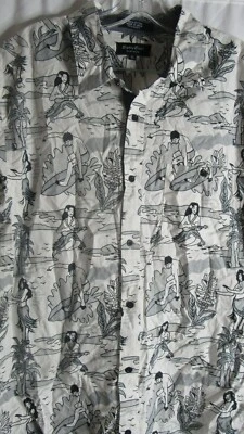 Eighty Eight Platinum Hawaiian Aloha Wahine Kane Surf Shirt Mens XL - Image 1 of 4