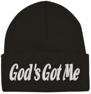 Beanies for Men "God's Got Me" Embroidery God Winter Hat Women Acrylic Skull Cap - Picture 1 of 8