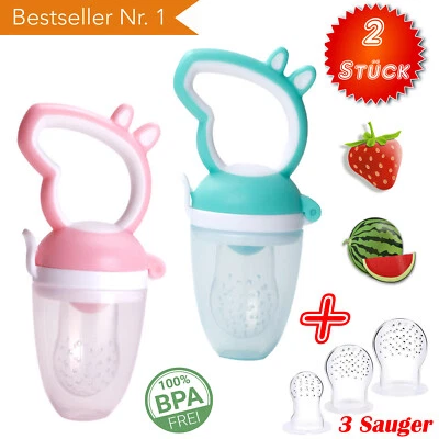 BONN-DESIGN 2x Fruchtsauger für Babys Silikon Sauger Schnuller Beißring Obst Muttermilch SET