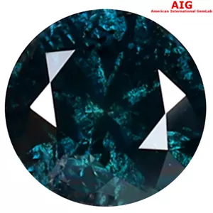 0,89 ct DIAMANTE AZUL VERDOSO AUTÉNTICO CERTIFICADO AIG (6 X 6 MM) - Imagen 1 de 4