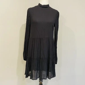 KOOKAI Black Short Tiered Dress Size 34 (AU6) Long Sleeve High Neck - Picture 1 of 6