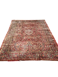ANTIQUE SAROUK ORIENTAL RUG WOOL ROOM SIZE - Picture 1 of 14