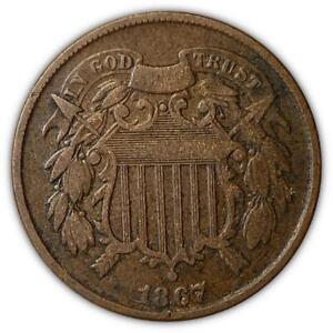 1867 Two Cent Piece Very Fine VF Coin #346