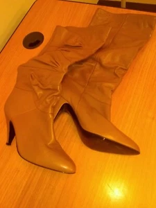 Mister Schuhe Braun Kniehohe Absätze Braun Stiefel 7,5 M Vintage Leder 80er - Bild 1 von 9