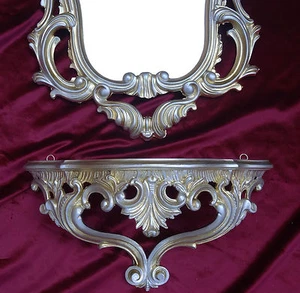 Miroir Mural + Depose Console Set Miroir 50X76 Antique Baroque or Argent 118S - Bild 1 von 12
