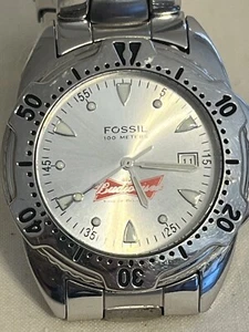 FOSSIL watch with Budweiser Logo On Face Watch Wristwatch With Original Case C-1 - Picture 1 of 13