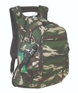 18" Green Camo Laptop Tablet Backpack with Headphone Outlet School Work Travel - Picture 1 of 2