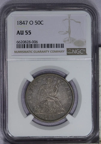 1847-O Liberty Seated Half Dollar 50c NGC AU55 - Sweet original coin! Cover