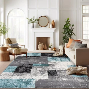 Rugshop Big Area Rug Contemporary Abstract Boxes Large Rugs for Living Room 8x10 - Picture 1 of 10