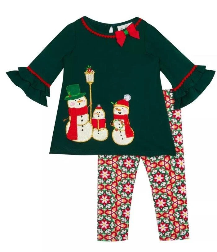 EDICIONES RARAS Conjunto de Leggings de 2 Apliques Trío Muñeco de Nieve Big Girl 10 Nuevos con Etiquetas Foto 1 de 1