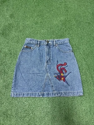 Vintage 90s Route 66 Women’s Fish Embroidered Skirt Size 14 (27) Blue Denim VTG - Image 1 of 4