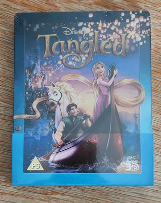 DISNEY'S TANGLED - UK EXCLUSIVE 3D + 2D BLU RAY STEELBOOK - NEW & SEALED - Image 1 of 3
