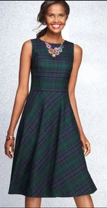 Neu mit Etikett $ 159 Talbots Schottenkaro Wollmischung ärmelloses Kleid 14 adrette Urlaub - Bild 1 von 7