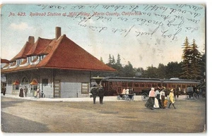 Railroad Station MILL VALLEY, CA Main County Train Depot 1916 Weidner Postcard - Picture 1 of 2