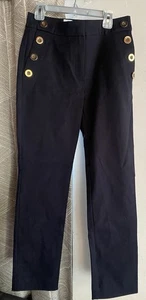 Neu mit Etikett Derek Lam 10 Crosby marineblau vorne flach Stretchhose Hose Knöpfe Größe US 2 - Bild 1 von 15